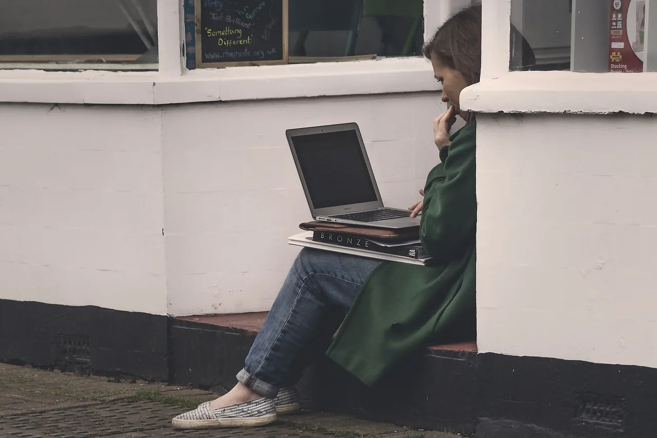 woman, girl, people, laptop, study, research, sitting, alone, outdoor, technology, books, people, laptop, research, research, research, research, research