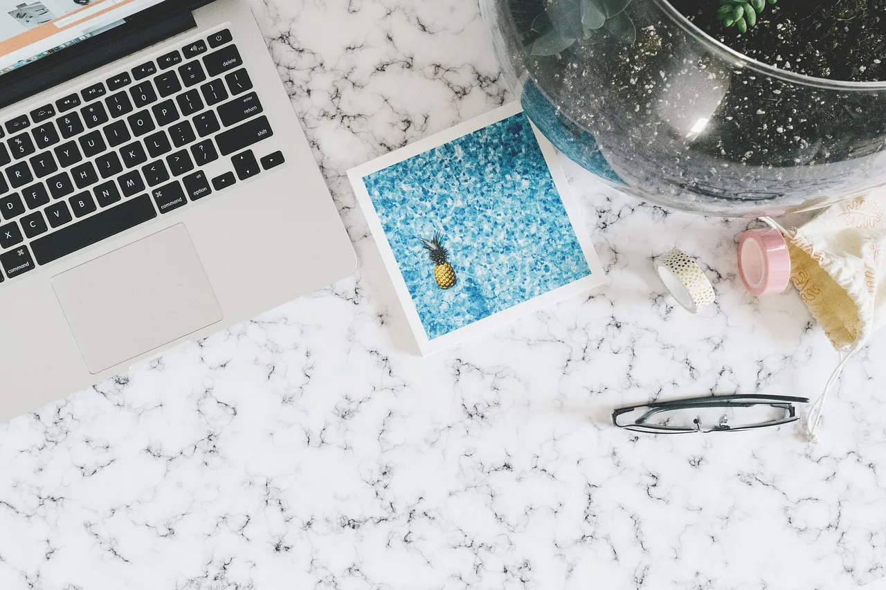 laptop, apple, macbook, computer, browser, research, marble, table, eyeglasses, business, office