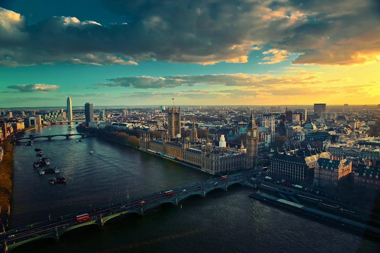 thames, london, nature, river, uk, city, cityscape, aerial view, sunset